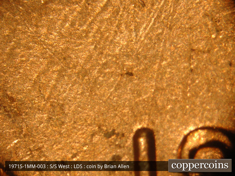 Die-stage C marker on 1971S•1MM•003 (1971 Repunched Mint Mark).