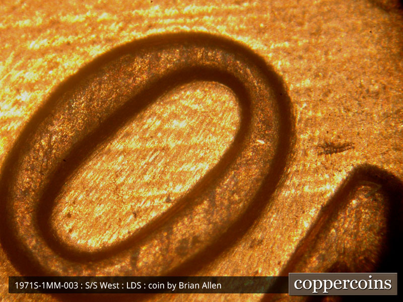Die-stage C marker on 1971S•1MM•003 (1971 Repunched Mint Mark).