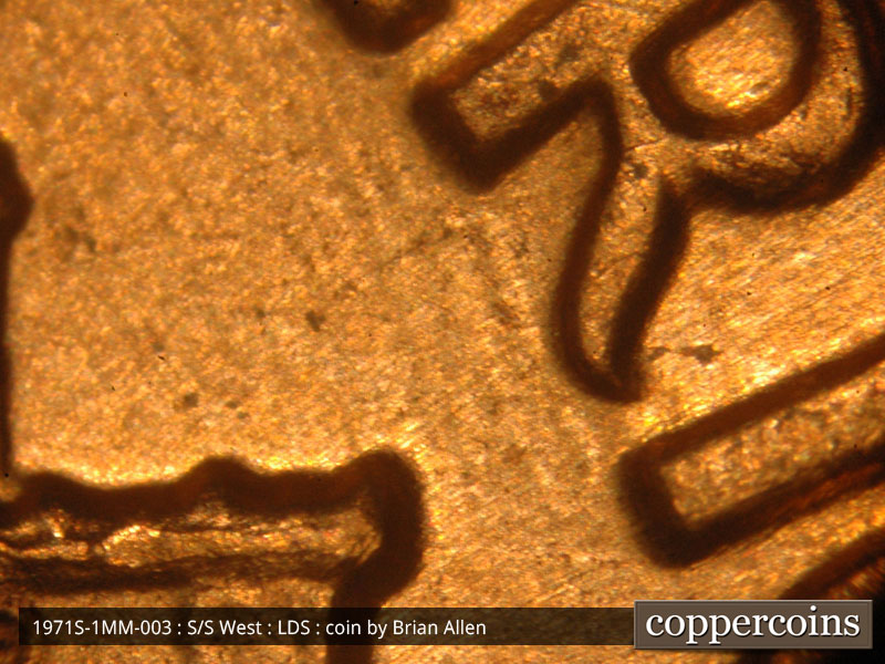 Die-stage C marker on 1971S•1MM•003 (1971 Repunched Mint Mark).