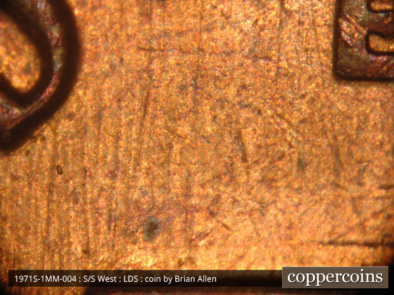 Die-stage C marker on 1971S•1MM•004 (1971 Repunched Mint Mark).