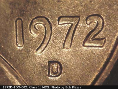 1972 Lincoln cent obverse, CopperCoins die 1972D•1DO•002.