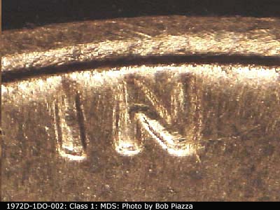Die-stage B marker on 1972D•1DO•002 (1972 Doubled Die Obverse).
