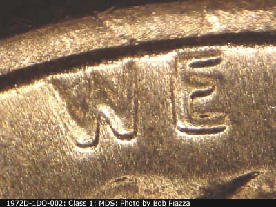 Die-stage B marker on 1972D•1DO•002 (1972 Doubled Die Obverse).