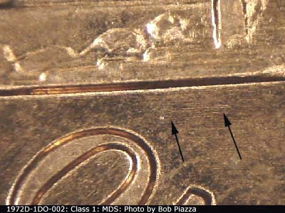 Die-stage B marker on 1972D•1DO•002 (1972 Doubled Die Obverse).