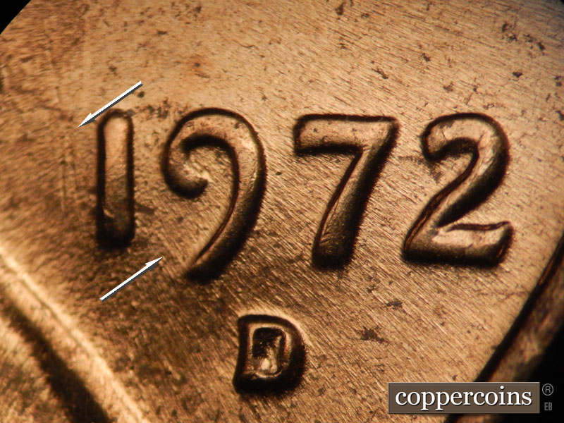 Die-stage C marker on 1972D•1DO•002 (1972 Doubled Die Obverse).