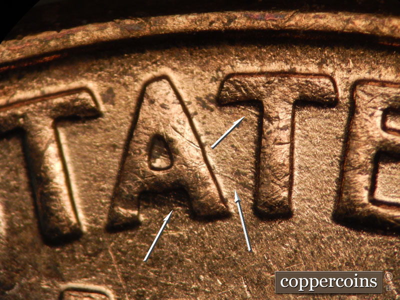 Die-stage C marker on 1972D•1DO•002 (1972 Doubled Die Obverse).