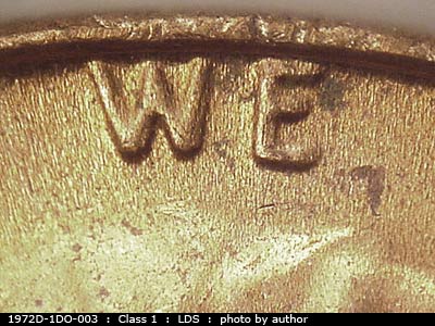 Die-stage C marker on 1972D•1DO•003 (1972 Doubled Die Obverse).