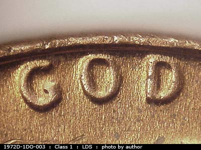 Die-stage C marker on 1972D•1DO•003 (1972 Doubled Die Obverse).