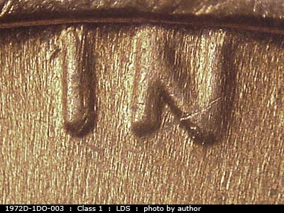 Die-stage C marker on 1972D•1DO•003 (1972 Doubled Die Obverse).