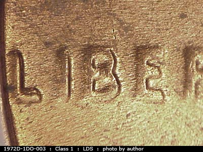 Die-stage C marker on 1972D•1DO•003 (1972 Doubled Die Obverse).