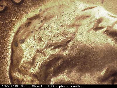 Die-stage C marker on 1972D•1DO•003 (1972 Doubled Die Obverse).