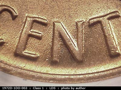 Die-stage C marker on 1972D•1DO•003 (1972 Doubled Die Obverse).