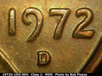 1972 Lincoln cent obverse, CopperCoins die 1972D•1DO•004.