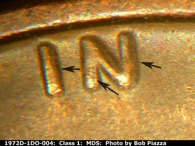 Die-stage B marker on 1972D•1DO•004 (1972 Doubled Die Obverse).