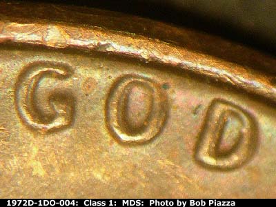 Die-stage B marker on 1972D•1DO•004 (1972 Doubled Die Obverse).