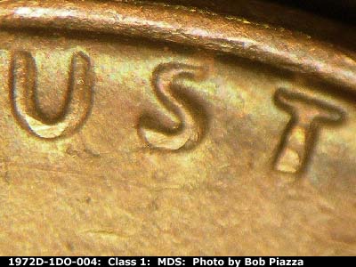 Die-stage B marker on 1972D•1DO•004 (1972 Doubled Die Obverse).
