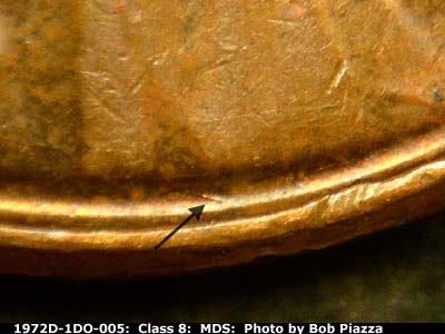 Die-stage B marker on 1972D•1DO•005 (1972 Doubled Die Obverse).