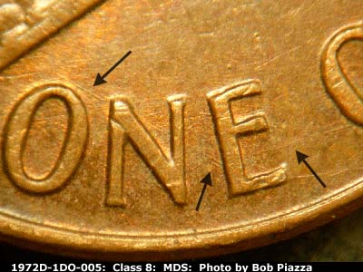 Die-stage B marker on 1972D•1DO•005 (1972 Doubled Die Obverse).