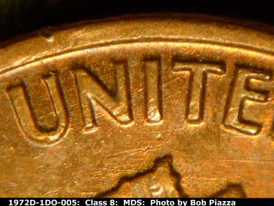 Die-stage B marker on 1972D•1DO•005 (1972 Doubled Die Obverse).