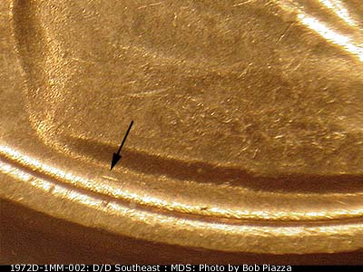 Die-stage B marker on 1972D•1MM•002 (1972 Repunched Mint Mark).