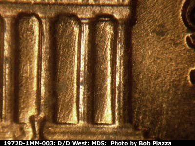 Die-stage B marker on 1972D•1MM•003 (1972 Repunched Mint Mark).