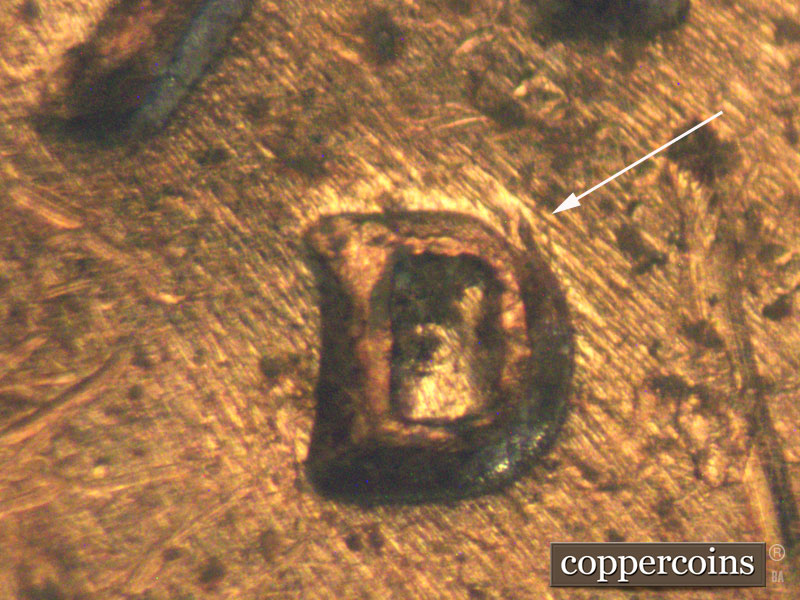 Die-stage C marker on 1972D•1MM•004 (1972 Repunched Mint Mark).