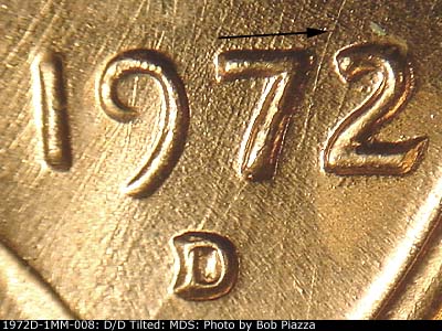 1972 Lincoln cent obverse, CopperCoins die 1972D•1MM•008.
