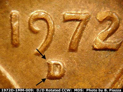 1972 Lincoln cent obverse, CopperCoins die 1972D•1MM•009.