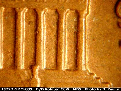 Die-stage B marker on 1972D•1MM•009 (1972 Repunched Mint Mark).