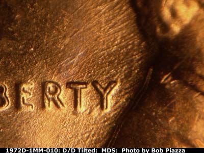 Die-stage B marker on 1972D•1MM•010 (1972 Repunched Mint Mark).