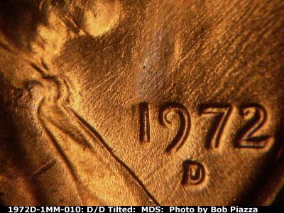 Die-stage B marker on 1972D•1MM•010 (1972 Repunched Mint Mark).