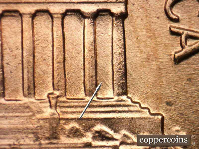 Die-stage B marker on 1972D•1MM•014 (1972 Repunched Mint Mark).