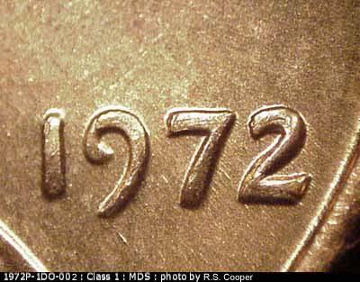 1972 Lincoln cent obverse, CopperCoins die 1972P•1DO•002.