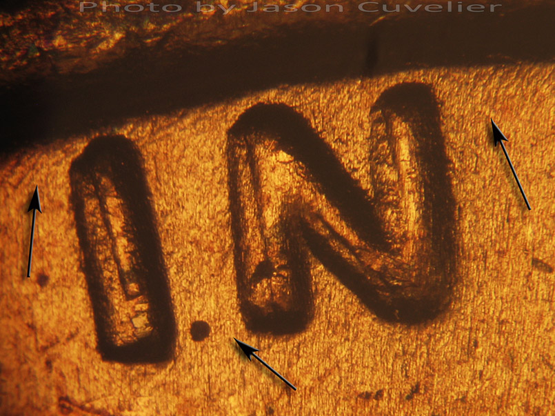 Die-stage A marker on 1972P•1DO•003 (1972 Doubled Die Obverse).