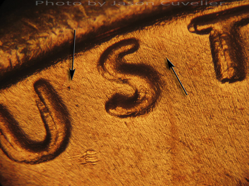 Die-stage A marker on 1972P•1DO•003 (1972 Doubled Die Obverse).