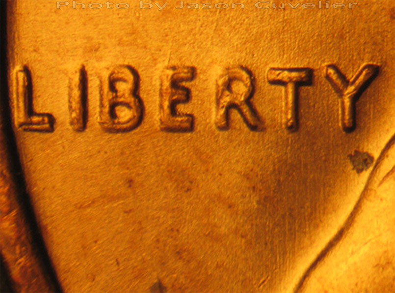 Die-stage A marker on 1972P•1DO•003 (1972 Doubled Die Obverse).