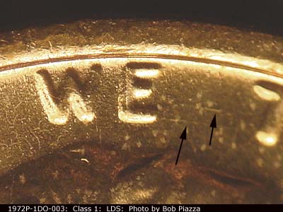 Die-stage C marker on 1972P•1DO•003 (1972 Doubled Die Obverse).