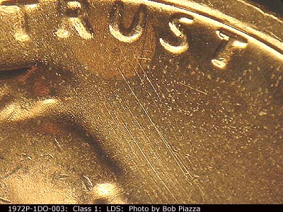 Die-stage C marker on 1972P•1DO•003 (1972 Doubled Die Obverse).