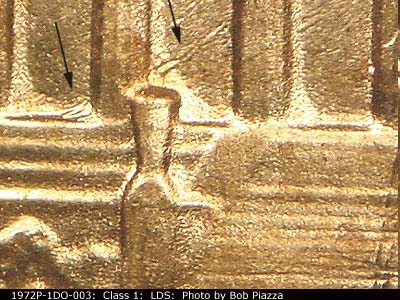 Die-stage C marker on 1972P•1DO•003 (1972 Doubled Die Obverse).