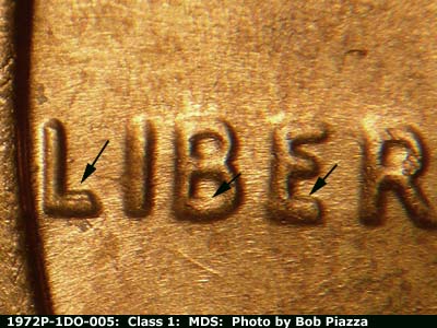 1972 Lincoln cent obverse, CopperCoins die 1972P•1DO•005.