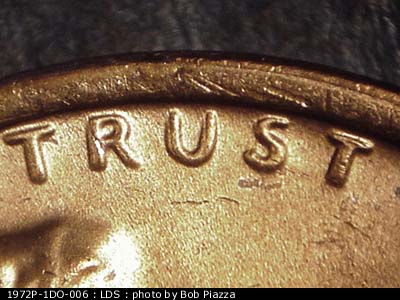 Die-stage C marker on 1972P•1DO•006 (1972 Doubled Die Obverse).