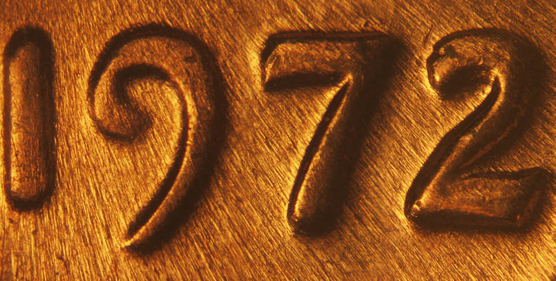 Die-stage C marker on 1972P•1DO•008 (1972 Doubled Die Obverse).
