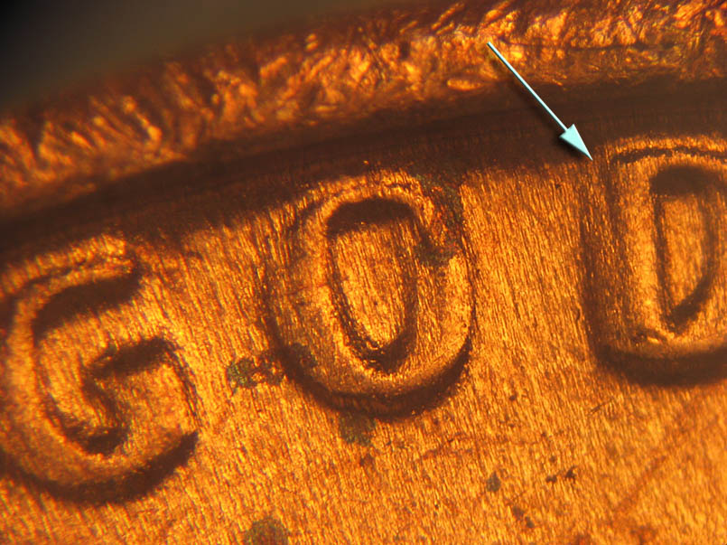 Die-stage C marker on 1972P•1DO•008 (1972 Doubled Die Obverse).