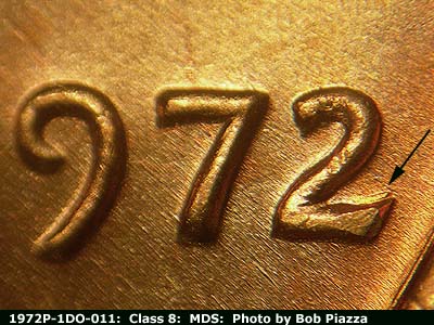 1972 Lincoln cent obverse, CopperCoins die 1972P•1DO•011.