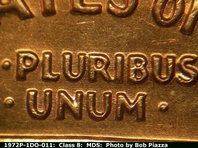 Die-stage B marker on 1972P•1DO•011 (1972 Doubled Die Obverse).