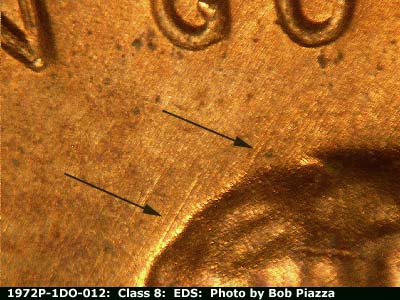 Die-stage A marker on 1972P•1DO•012 (1972 Doubled Die Obverse).