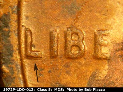 1972 Lincoln cent obverse, CopperCoins die 1972P•1DO•013.