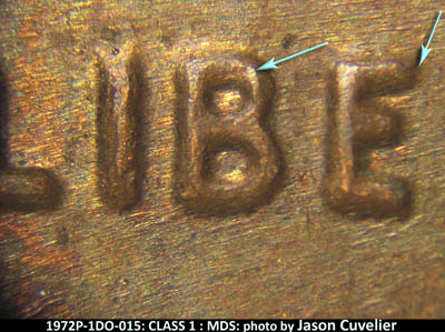 1972 Lincoln cent obverse, CopperCoins die 1972P•1DO•015.