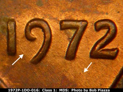 1972 Lincoln cent obverse, CopperCoins die 1972P•1DO•016.