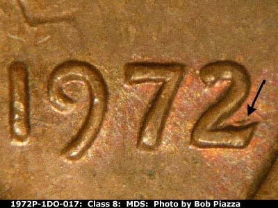 1972 Lincoln cent obverse, CopperCoins die 1972P•1DO•017.